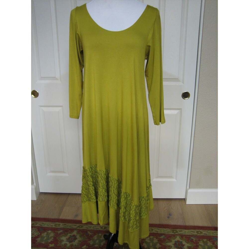 NOBLU GREEN TEA ASYMMETRICAL SMOOTH KNIT DRESS W/ INSET SIZE S/M NEW WITH TAGS